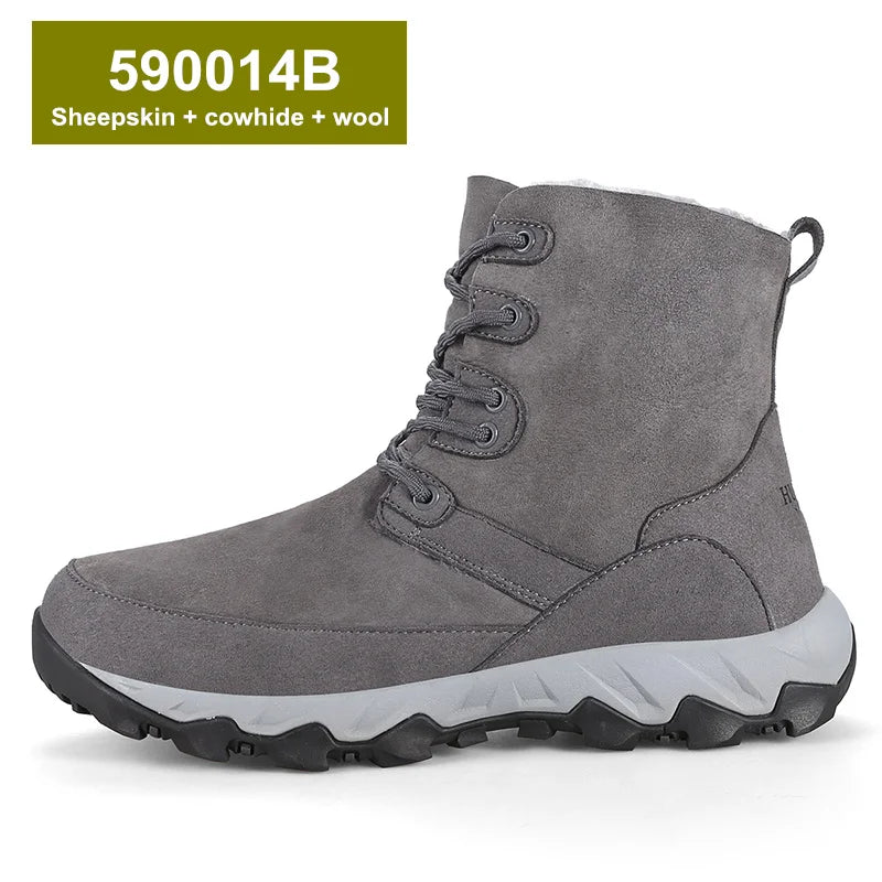 HUMTTO Shoes for Women Winter Leather Hiking Boots Outdoor Waterproof Snow Boots Womens Luxury Designer Trekking Woman Sneakers