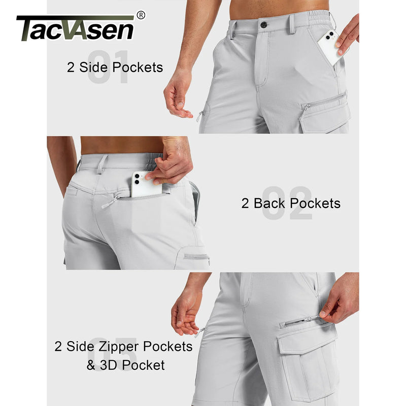 TACVASEN UPF 50+ Hiking Cargo Shorts with 7 Pockets Men 9" Quick Dry Lightweight Nylon Shorts Outdoor Work Shorts Fishing Casual