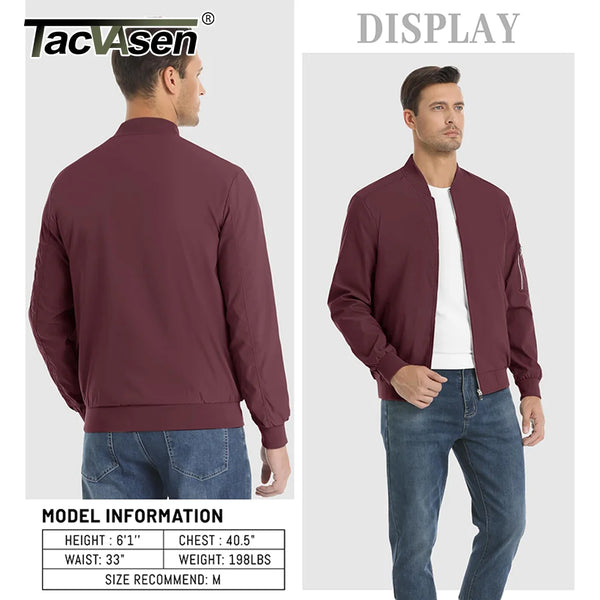 TACVASEN Spring Baseballl Jackets Mens Windbreaker Hiking Trekking Fishing Jackets Outdoor Full Zip Casual Coats Outwear Tops