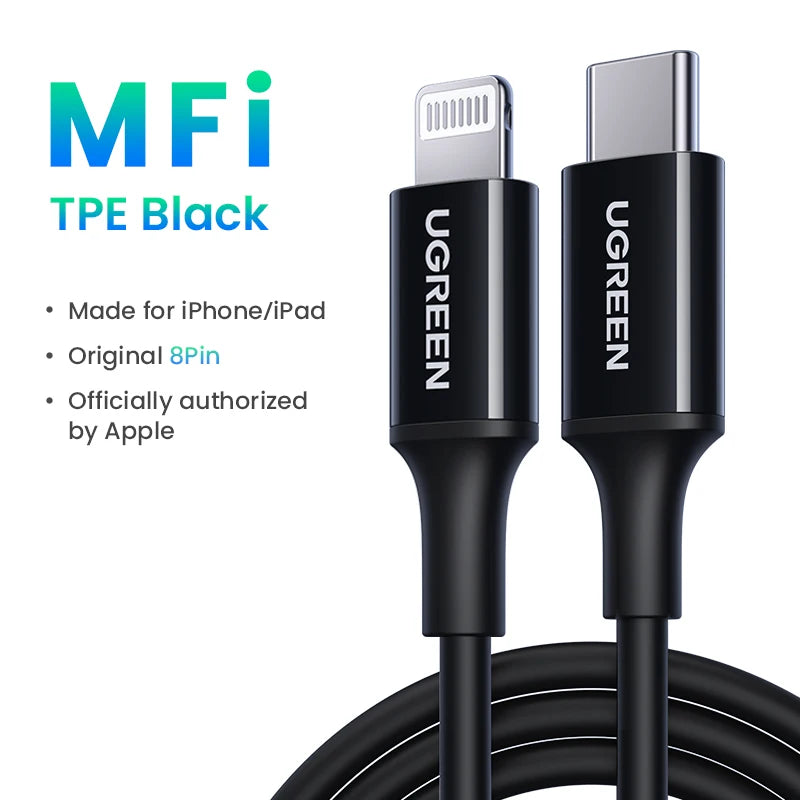 UGREEN MFi 20W PD USB Type C to Lightning Cable for iPhone 14 13 12 Pro Max Fast Charging for iPad Mini Phone Type C Cables