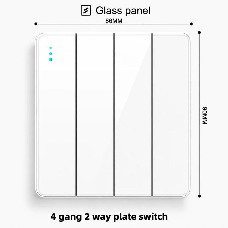 White Tempered Glass 2Way Wall Light Switch, UK Wall 18W Type-C Fast Charging USB Socket, Universal Electrical Outlet Plug 220V