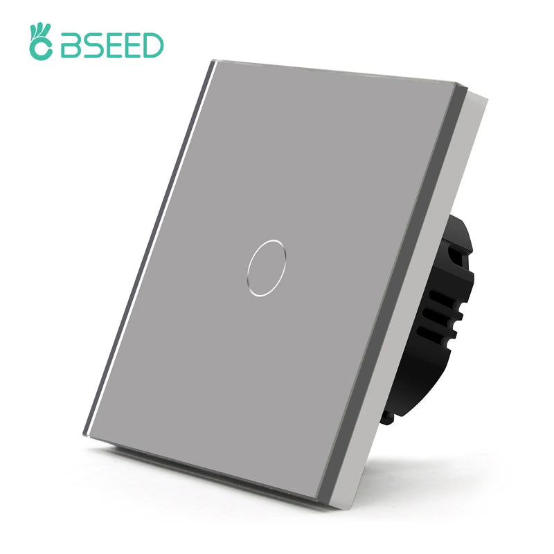 BSEED Touch Light Switch Wall EU Socket 1/2/3Gang 1Way Touch Switch Power Outlet Max.Load 300W/Gang Glass Panel Wall Switch