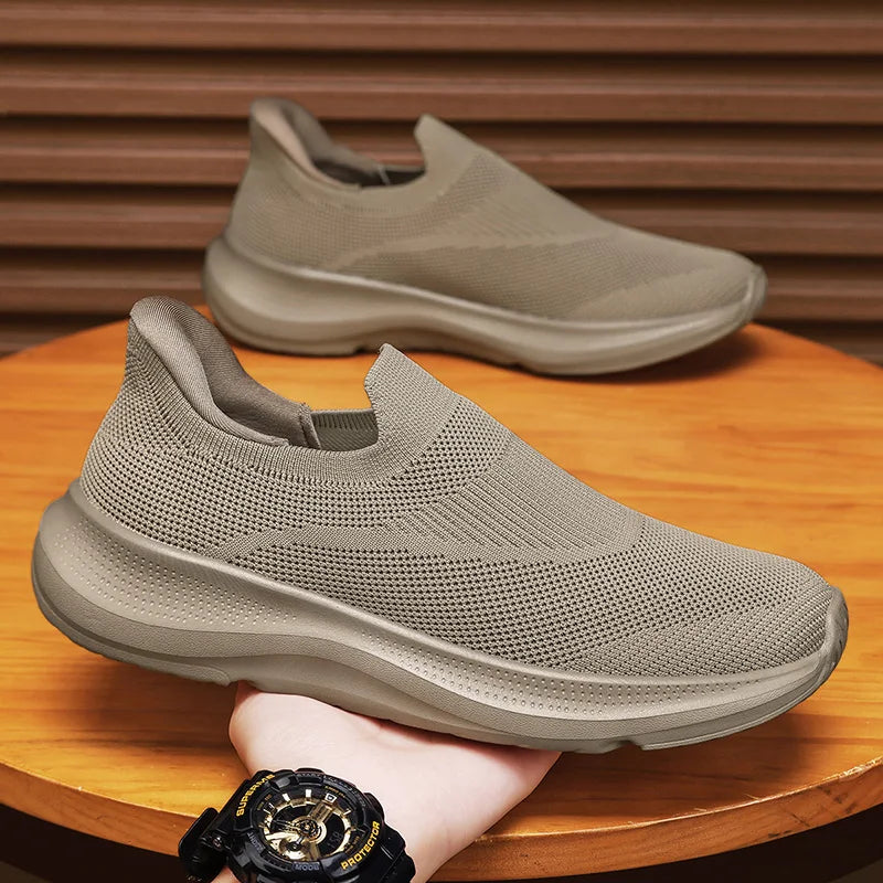 Breathable Knit Slip on Platform Walking Shoes Sports Lightweight Non Slip Cushion Casual Sneakers for Men Women High Quality