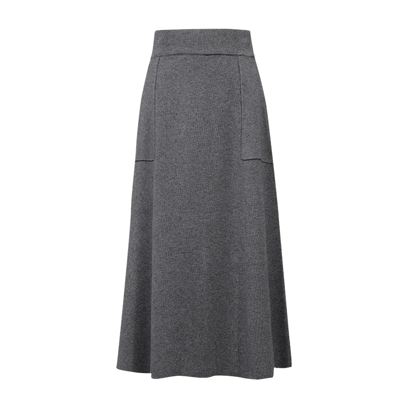 Amii Minimalist Woman A-Line Skirts Autumn Fashion Office Lady Elegant Loose Midi Knit Skirt Outfit Women's Clothing 12623124