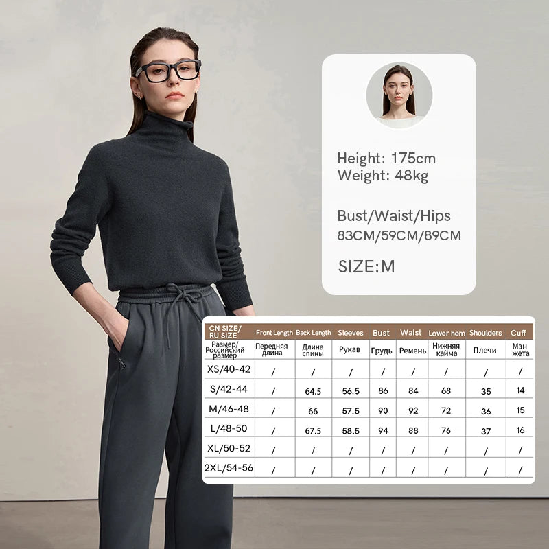 អាវក្រោះ Cashmere សម្រាប់នារី AMII សម្រាប់ធ្វើដំណើរទៅធ្វើការ អាវក Turtleneck ដែលអាចបត់បែនបាន រដូវរងាឆ្នាំ ២០២៦ អាវយឺតដៃវែងថ្មីសម្រាប់នារី 12524096