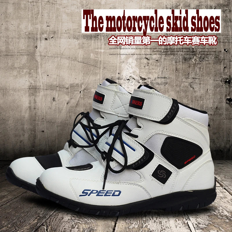 PRO-BIKER Motorcycle Boots Microfiber Leather Shoes Breathable Racing Boots SPEED Motorboat Motocross Men's Anti-skid Boots