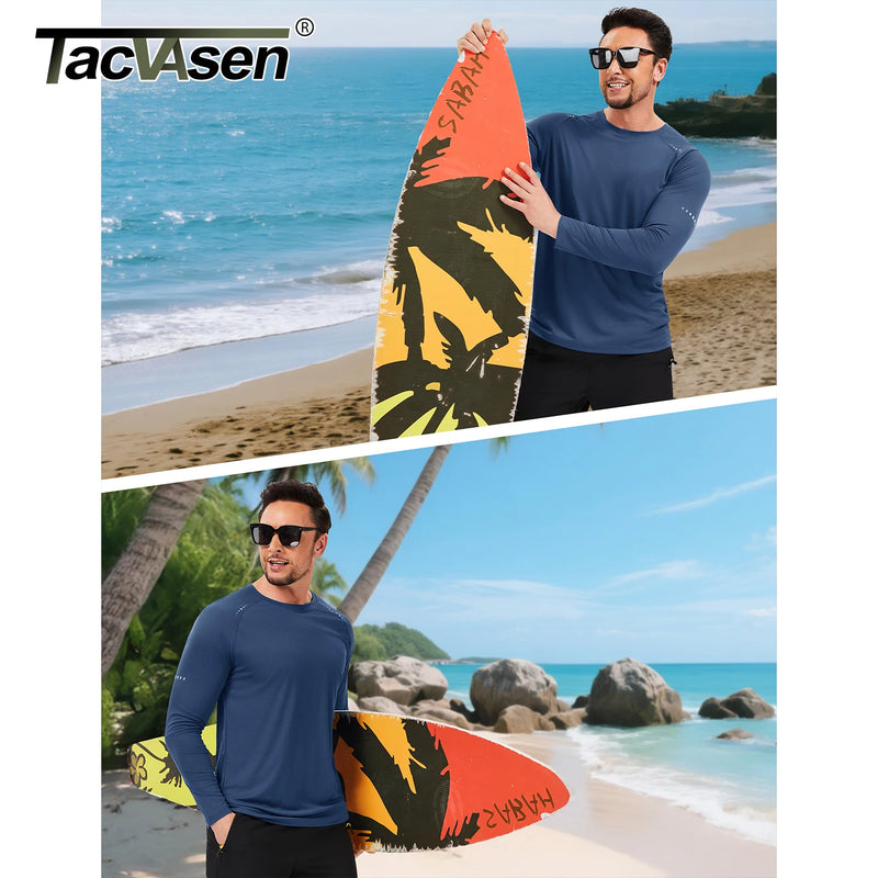 TACVASEN Men's Lightweight Shirts UPF 50+ Sun Protection UV Shirt Dry Fit T-Shirts for Hiking Running Athletic Gym Swim Tee Tops