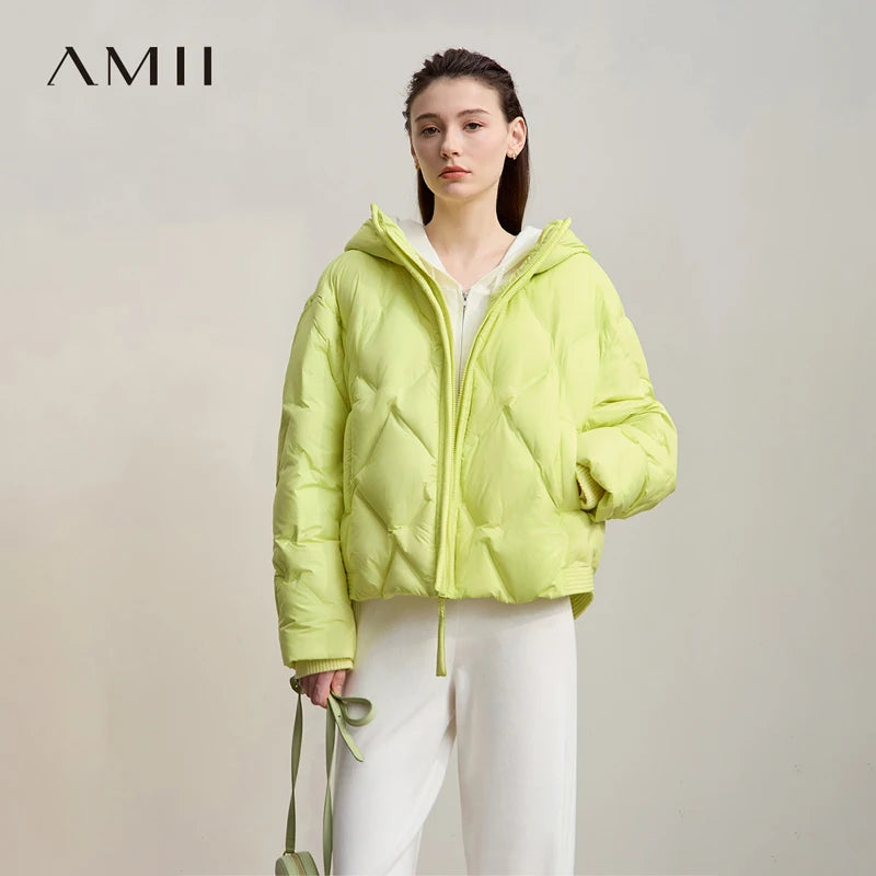 អាវធំ AMII សម្រាប់នារី 2025 រដូវរងាថ្មី ក្តៅ អាវក្រៅមានមួក អាវក្រៅដៃវែង រលុង 12554021