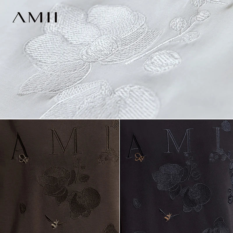រ៉ូប Amii Minimalism រលុងរដូវក្តៅឆ្នាំ ២០២៥ សម្លៀកបំពាក់នារីថ្មីសម្រាប់ការិយាល័យ ស្បៃកប្បាស ប៉ាក់ ស្រួលពាក់ 12512001