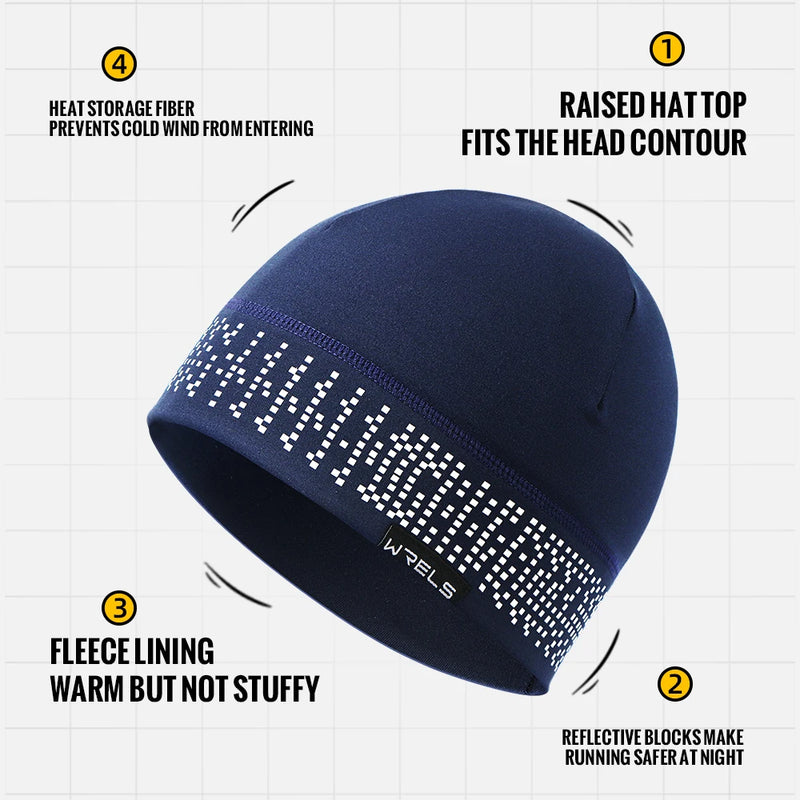 WRELS Reflective Hat Winter Windproof and Cold-proof Hat Beanie Men Outdoor Cycling Ski Running Warm Hat