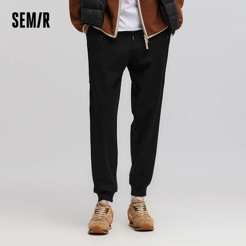 Semir Sweatpants Men Spring Loose Tapered Cuffed Solid Color Basic Drawstring Height Enhancing Casual Long Trousers