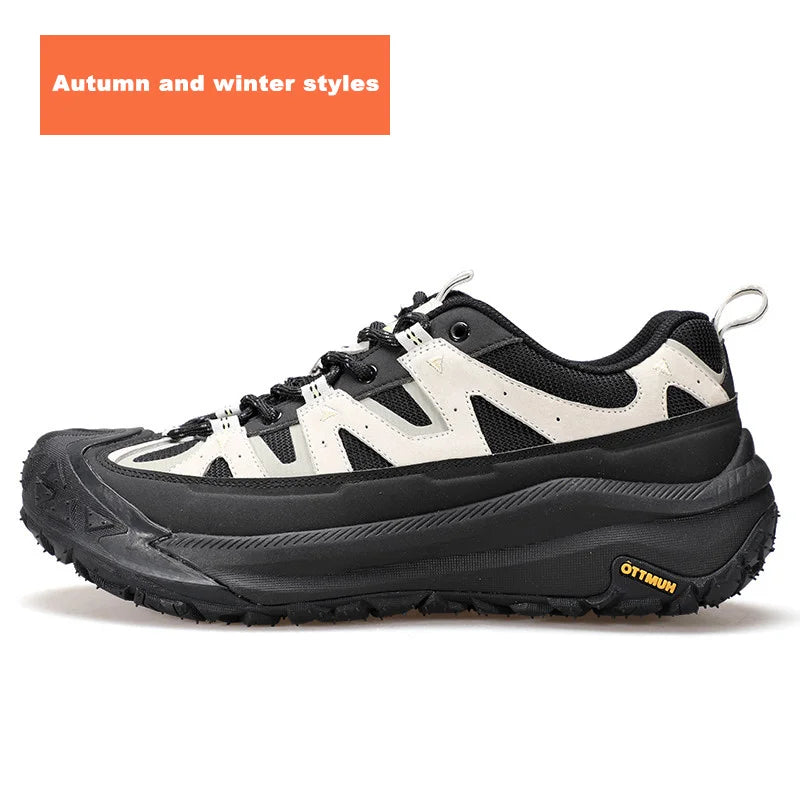 HUMTTO Hiking Men Shoes Non-slip Men's Sports Shoes Leather Safety Walking Outdoor Sneakers for Man Breathable Trekking Boots