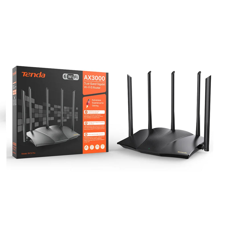 រ៉ោតទ័រ Wifi Tenda AX1500/AX3000 Wifi 6 Mesh WIFI Gigabit 2.4G 5GHz Dual-Band RX12 PRO WIFI6 ឧបករណ៍ពង្រីកសញ្ញាឥតខ្សែ WiFi Repeater