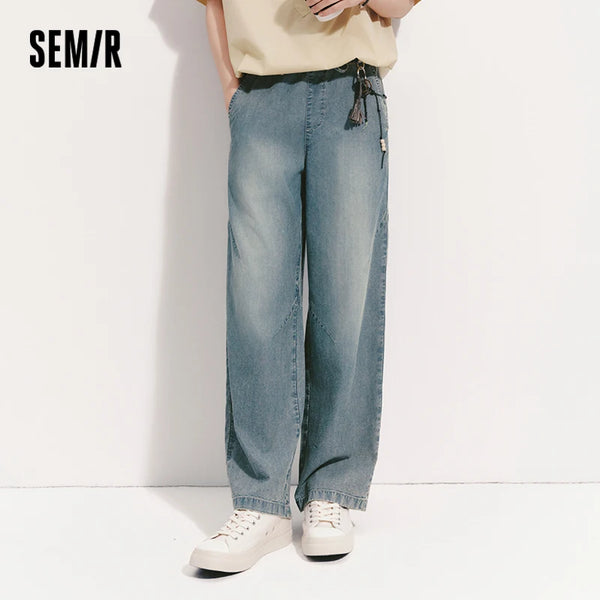 ខោបុរស Semir Denim ត្រជាក់មានអារម្មណ៍ទន់ជើងធំទូលាយចង្កេះយឺតអាចបត់បែនបានធម្មតារដូវក្តៅឆ្នាំ ២០២៦ ម៉ូដសម្លៀកបំពាក់ប្រចាំថ្ងៃ