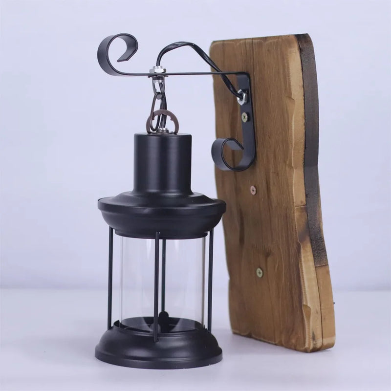 JOYINLED Outdoor Wall Lamp Antique Loft Wood Glass Chandelier Bar Sconces Vintage Industrial Retro Wall Sconce for Bedroom