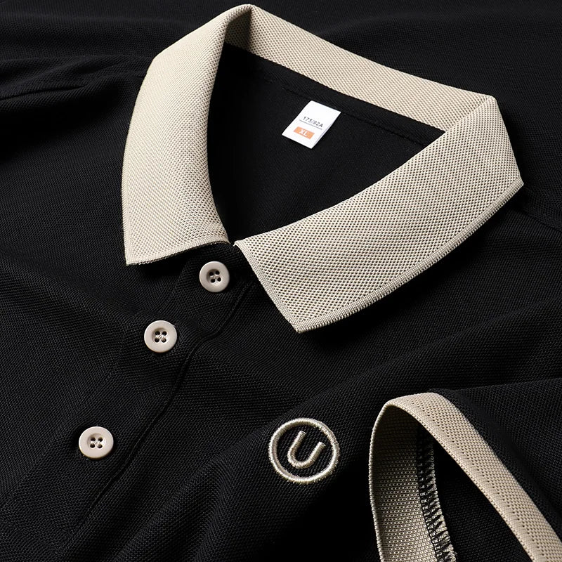 High-End Men Short-Sleeved Polo Shirt Lapel Button Letter Embroidery British Style Summer New Tops Casual Fashion Men's Clothing
