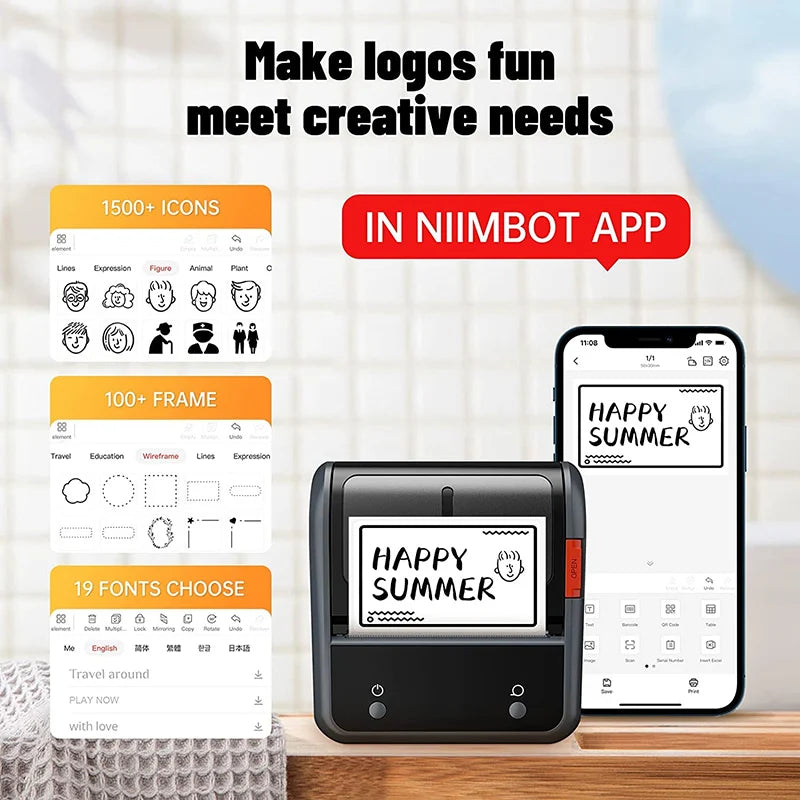 NIIMBOT B3S Portable Thermal Printer Barcode Self-adhesive Pocket Label Printer Mini Sticker Maker For Jewelry ClothingCommercia