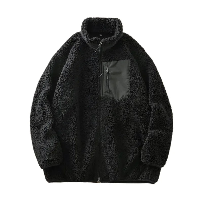 DUKEEN Men's Fleece Jacket 2025 Autumn and Winter Vintage Casual Stand Neck Thick Warm Zipper Outerwear Men's Coats