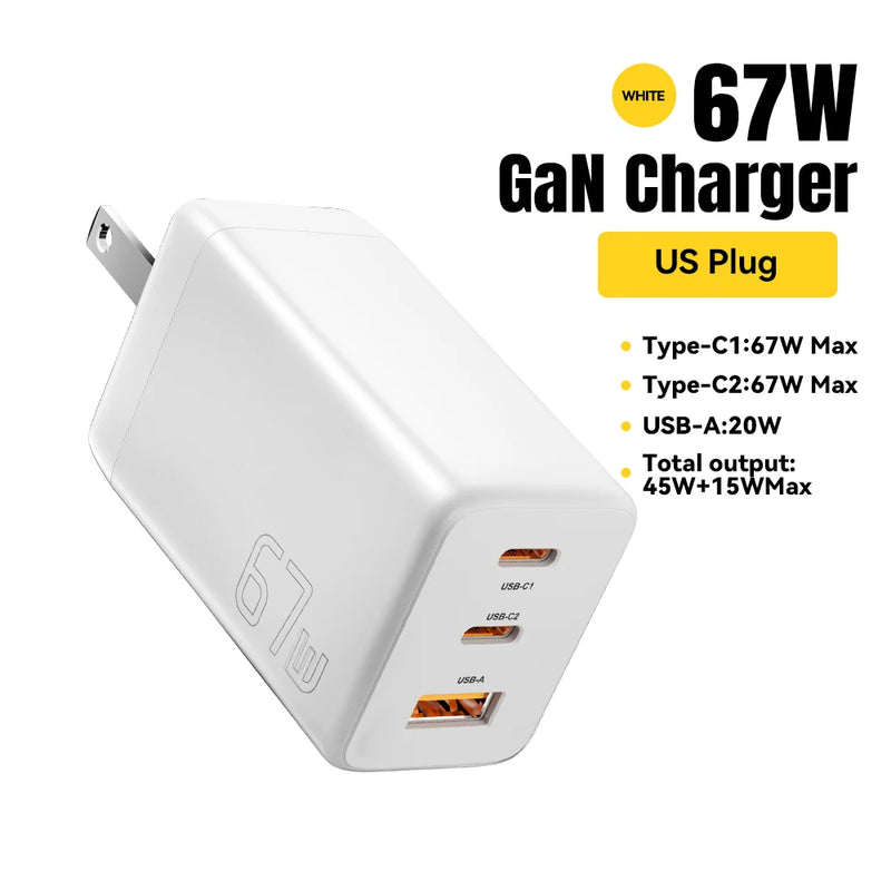 Essager 67W GaN USB Type C Charger PPS 65W Fast Charge For Samsung QC 4.0 PD 3.0 iPhone 17 16 15 Pro Huawei Phone Laptop Chagers