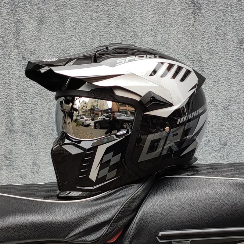 DOT  Certification ORZ Motorcycle Helmet Full Helmet ATV Downhill Motocross Capacete Men Detachable Chin Casco Moto For