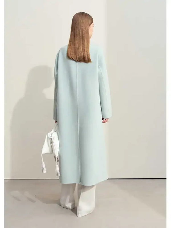 Amii Minimalist Winter Clothes Women 2026 Long Coat 100% Woolen Coat New Chinese Style Office Lady  Soild Loose Jacket 12424017
