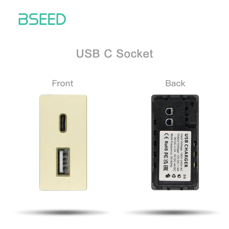 BSEED Wall Socket Internet Cat6 Parts Plastic Frame USB Type-C Charge Port TV HDMI Interface DIY Function Part Free Combination