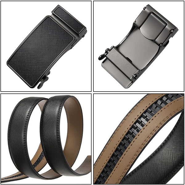 VATLTY 35mm Fashion Leather Belt for Men High Quality Metal Zinc Alloy Automatic Buckle Work Belt Natural Cowhide Trouser Girdle