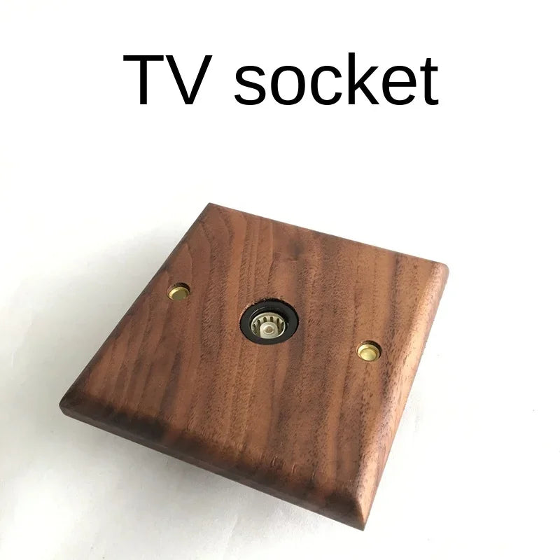 DepoGuye High quality retro American light switch socket, pure wood brass toggle switch plate, home &bed wall light switch