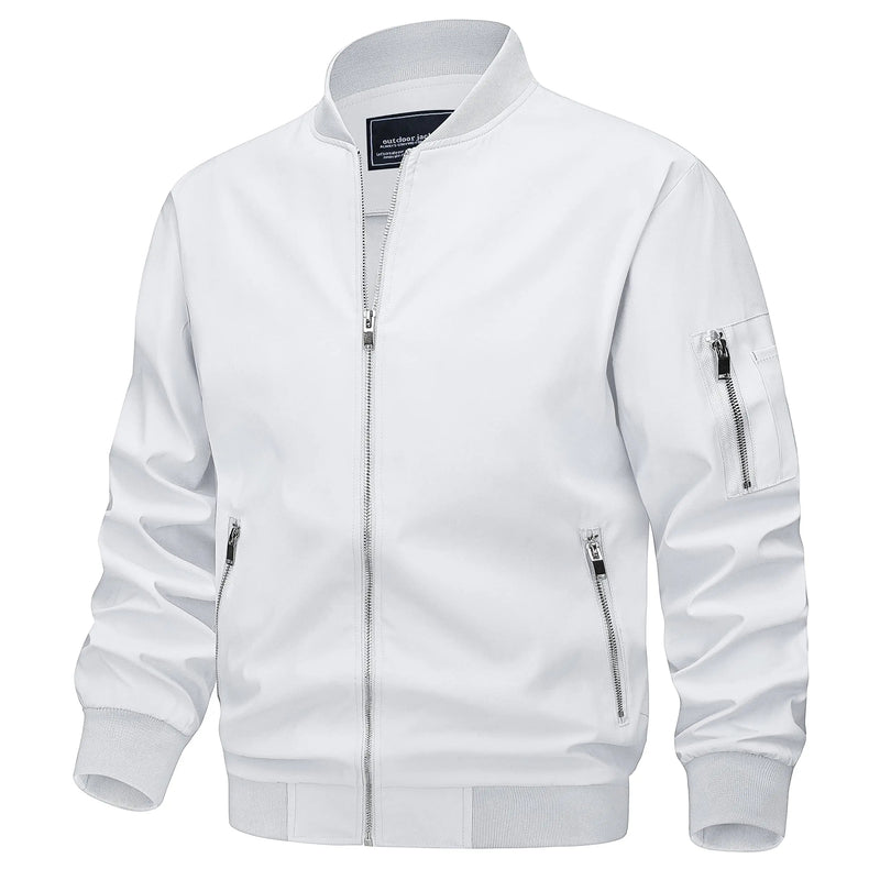 TACVASEN Mens Spring Fall Thin Daily Jackets Lightweight Casual Windproof Zip Pockets Coats Biker Outwear Outdoor Male