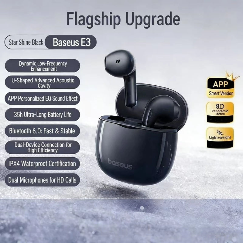 កាសស្តាប់ត្រចៀកប៊្លូធូស BASEUS BS2 Lite ជាមួយសំឡេងព័ទ្ធជុំវិញត្រចៀកឥតខ្សែ និងថាមពលថ្មប្រើប្រាស់បានយូរ ស័ក្តិសមសម្រាប់ Xiaomi និង Apple
