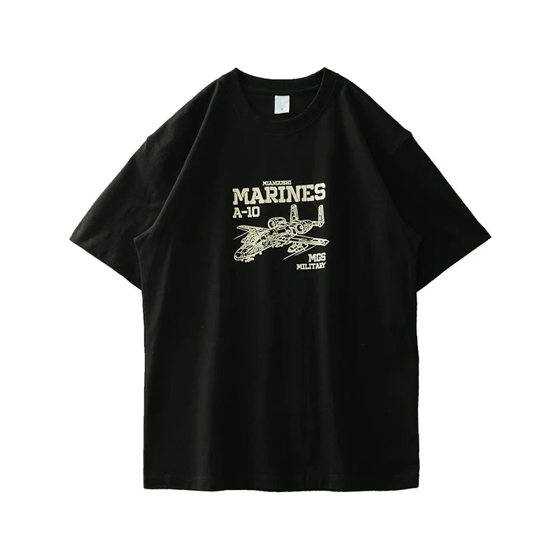 DUKEEN 320G Heavyweight Graphic T Shirts for Men Summer Oversized Pure Cotton Fighter Printed Crew Neck Tops Men's Clothing