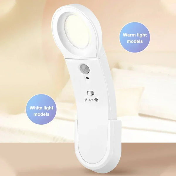 ភ្លើងពេលយប់ LED ដែលអាចសាកបានដោយ USB ឧបករណ៍ចាប់សញ្ញា PIR ចង្កៀងជញ្ជាំង COB ភ្លើងស្វែងរកចល័ត ភ្លើងបំភ្លឺក្នុងផ្ទះ ថ្ម AAA 3* ភ្លើងអាចបង្វិលបាន