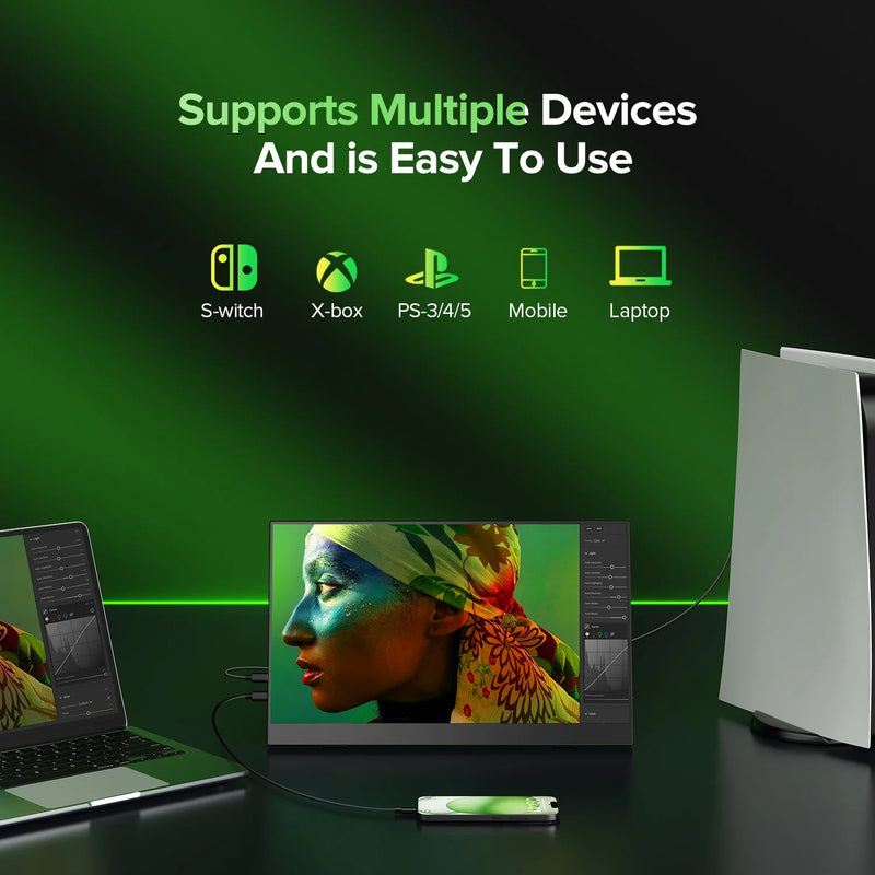 អេក្រង់ទំហំ 15.6 អ៊ីញ IPS 1920X1080 FHD អេក្រង់ថែរក្សាភ្នែកសម្រាប់ការធ្វើដំណើរ អេក្រង់លេងហ្គេម USB C ឧបករណ៍បំពងសម្លេងពីរ អេក្រង់ខាងក្រៅសម្រាប់កុំព្យូទ័រយួរដៃ MINI PC