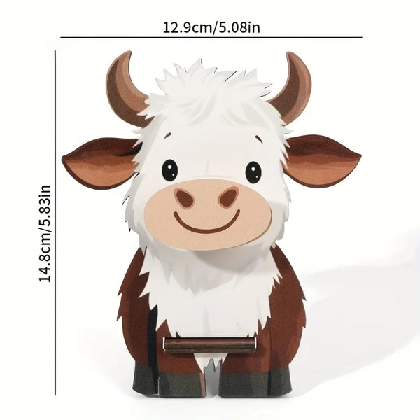 1pc Wooden Highland Cow Eyeglass Frame,Cute Cow-Shaped Eyeglass Display Stand,Suitable for Home Office Desktop Decor,Nightstand.