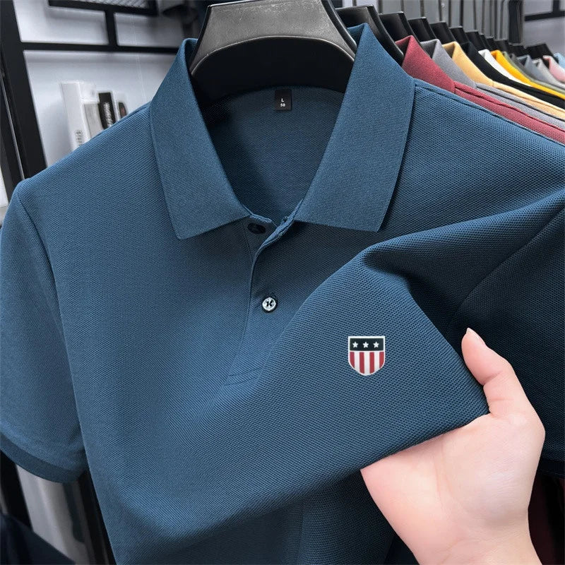 High-End Luxury Man T-Shirt Polo Shirt Lapel Button Pattern Printing Various Colors British Style Summer Leisure Golf Men's Wear