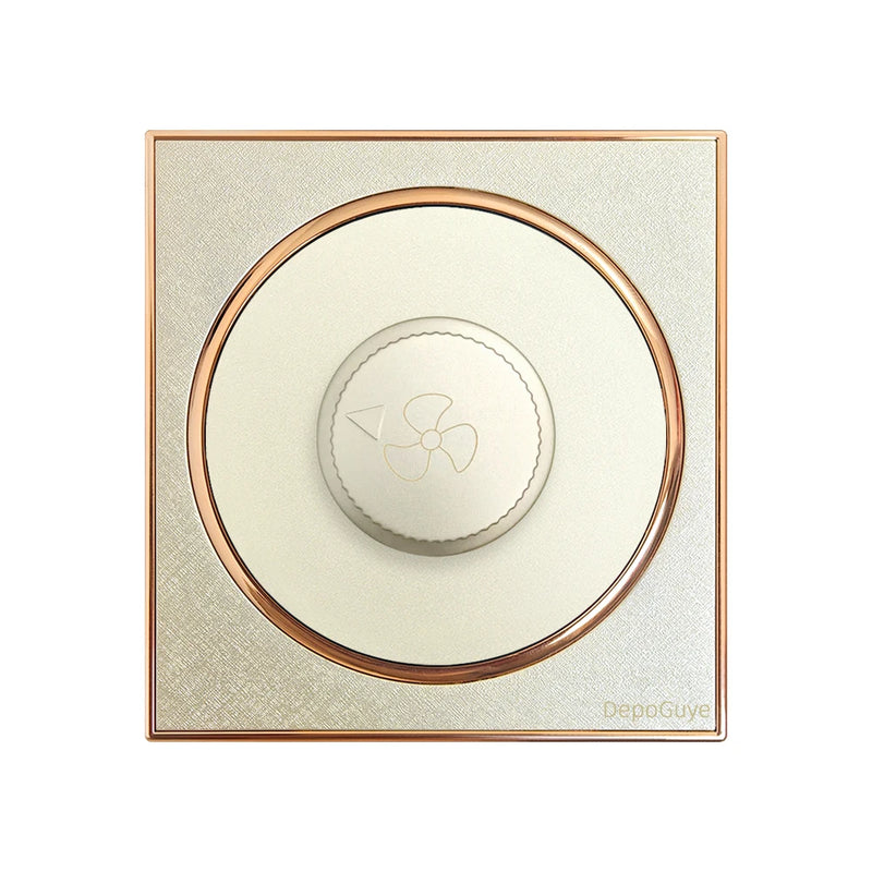 Depoguye New round gold wall speed switch panel, EU UK 16A rocker lamp switch, 220V luxury key light switch push button1gang2way