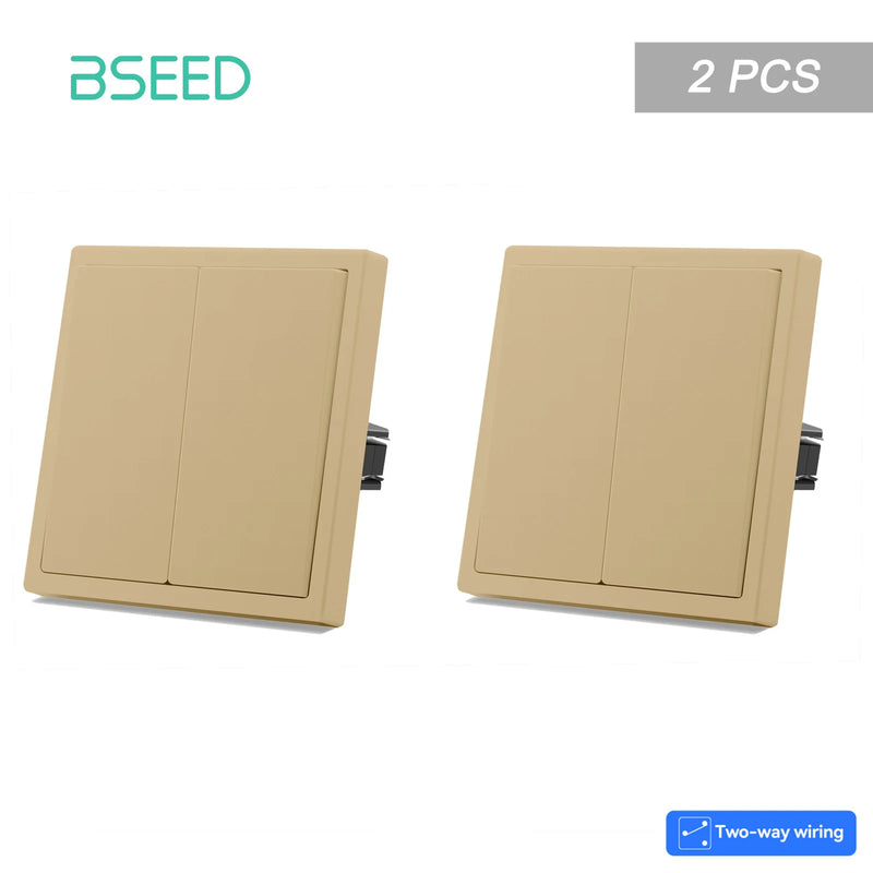 BSEED E Series 1/2/4/8 Packs 2Gang 2Way Button Light Switch Wall Light Switch On Off For Stairs Plastic Frame Bulk Set