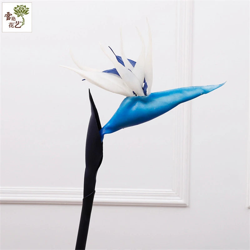 ផ្កាសិប្បនិម្មិត Bird of Paradise 1PCS ផ្កាដើមវែងធ្វើពីជ័រសមស្របសម្រាប់ការតុបតែងពិធីជប់លៀងនៅផ្ទះ DIY
