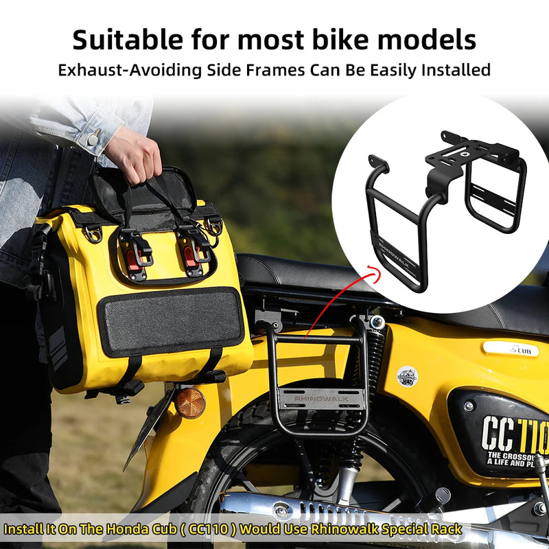 Rhinowalk Motorcycle Saddle Bag Waterproof 15L Motor Quick Release Rack Side Bag Laptop Storage Bag Fit For Most Motors 1 Piece