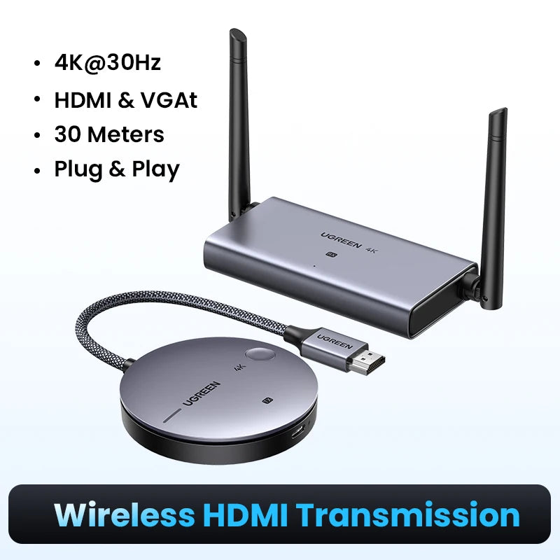 UGREEN Wireless HDMI Extender 4K Video Transmitter & Receiver Kit 5G 50M Transmits Display Adapter Dongle for TV PC PS5 Monitor