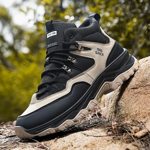 Men's boots four seasons new soft-sole anti-slip comfort casual boots fashion youth outdoor work boots breathable high-top boots