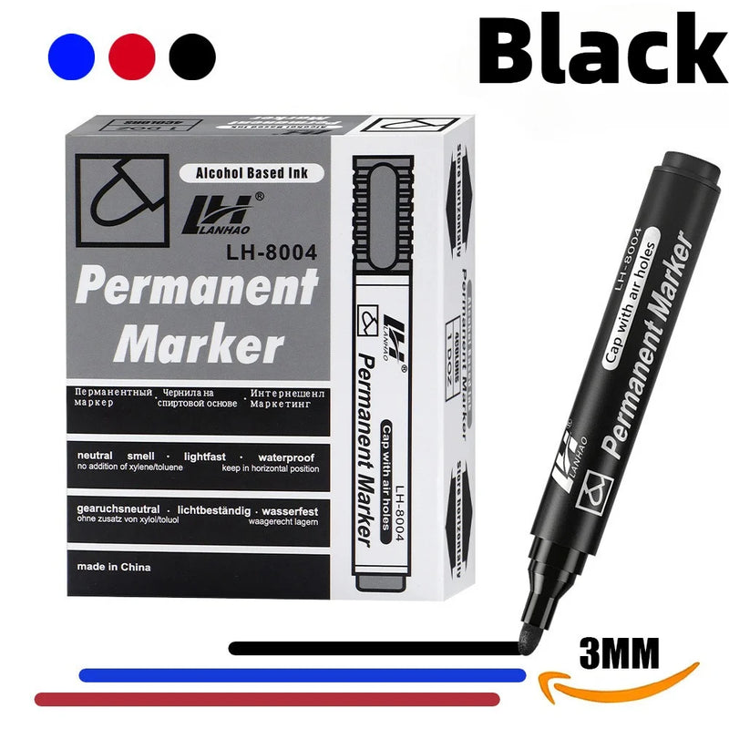6pcs Hard Head 3mm Oily Big Head Marker Pen,Non Fading Convenient Large Capacity Big Head Marker Pen,School Office Supplies