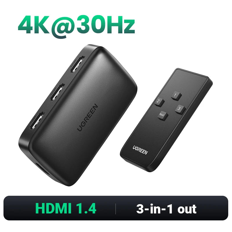 UGREEN HDMI 2.1 Switcher 8K 60Hz 4K120Hz HDMI-compatible Switch 3 in 1 Out with Remote Control Converter For Xbox PS5 Monitors