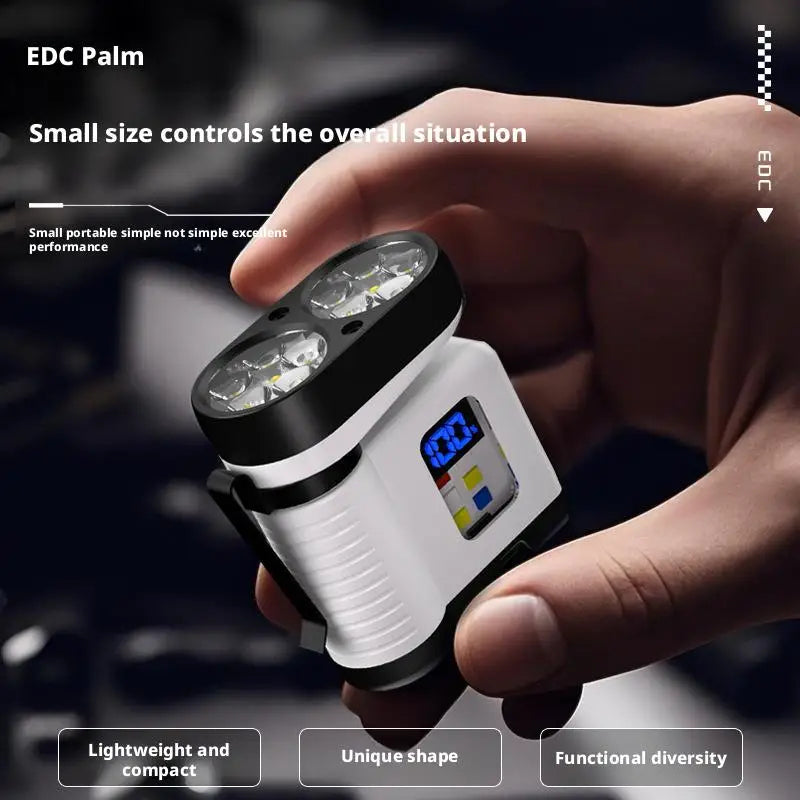 ពិលតូច 10LED ជាមួយ USB សាកថ្ម អេក្រង់ឌីជីថល សញ្ញាព្រមានពណ៌ក្រហម/ខៀវ ភ្លើងការងារម៉ាញេទិកចល័តសម្រាប់ប្រើប្រាស់ក្រៅផ្ទះ