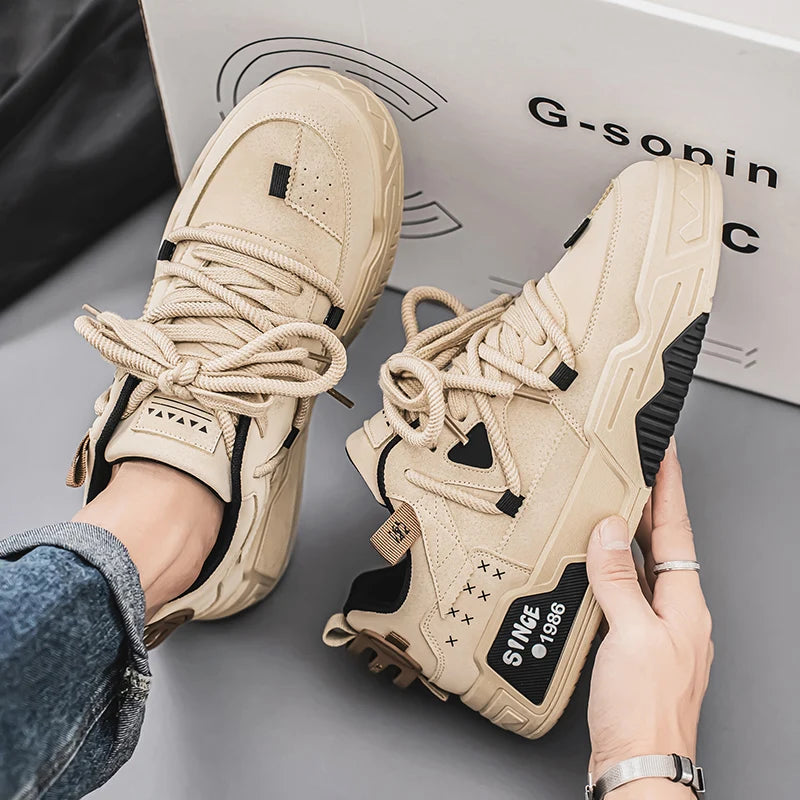 Men's shoes four season new thick bottom shoes fashion casual shoes student flat shoes non-slip soft sole outdoor walking shoes