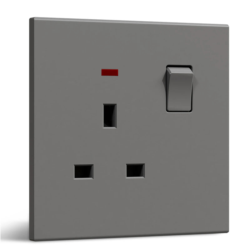 BSEED UK Standard Switched Wall Socket Double Electric UK Outlet with Switch Integrated Panel Plastic for Kitchen Bedroom 13A