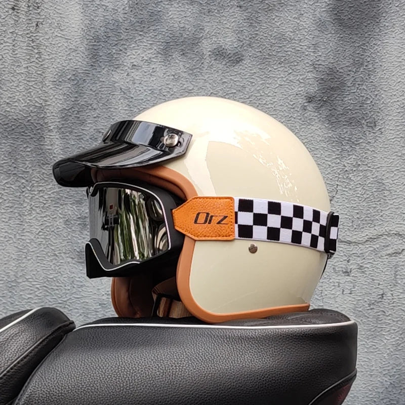 3/4 open face Three-quarters retro helmet motorcycle for men and women winter warm cruise American half helmet DOT Approved