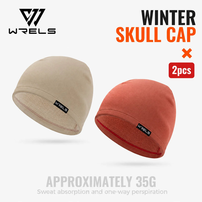 WRELS Skull Cap Fleece Warm Beanie Windproof Elastic Sweat Wicking Helmet Liner Anti Cold Skiing Running Men Women Winter Cap