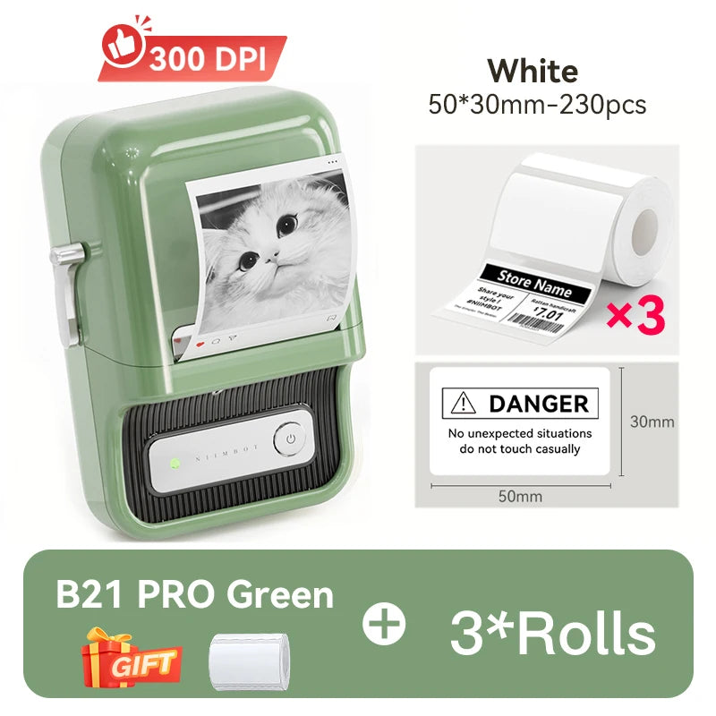 Niimbot B21 Pro 300DPI HD Printing Portable Thermal Printer Self-adhesive Label Printer Sticker Maker For Photos Receipts Note