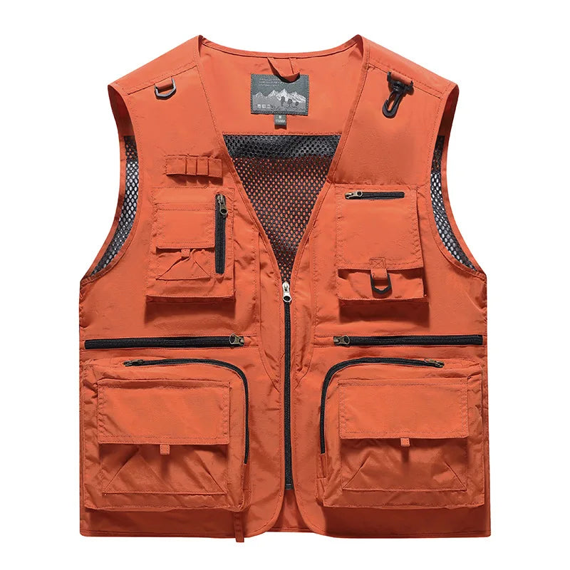 2026 Spring and Autumn's New mesh quick-drying vest for men's casual outdoor multi-bag fishing and photography workwear
